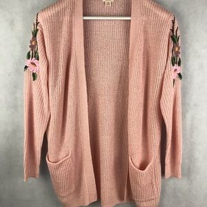 Floral Embroidered Sleeve Cardigan NWOT